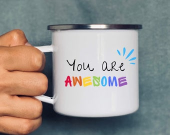 Sei fantastico | Tazza in ceramica | Detto | Tazza smaltata | Personalizzabile | Regalo | Tazza | Tazza | Amicizia | Amore | Metallo