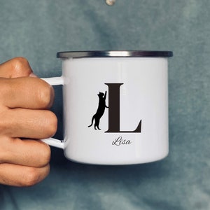 Initial letter | Cat | Name | Pet | Cup | Mug | Personalizable | Gift | Individual | Metal mug | Enamel