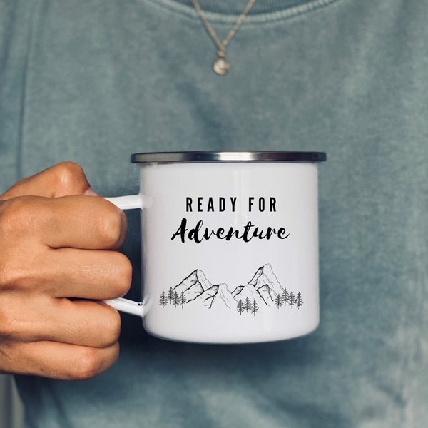 Metallbecher Ready for Adventure | Emaillebecher | Kaffeebecher | Kompass | Geschenk | Becher | Tasse   | Trinken | Outdoor I Metallbecher