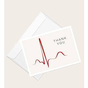 &quot;Rote EKG-Aufzeichnung &quot;&quot;Thank You&quot;&quot; Grußkarte | Wissenschaft und Medizin | Ärztliches Fach | Doktor Krankenschwester Sanitäter | Blanko-Karte