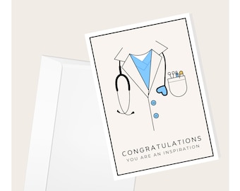 Carte de vœux « Félicitations, vous êtes une source d'inspiration » | Docteur | Remise des diplômes | Honneur | Carte de correspondance vierge