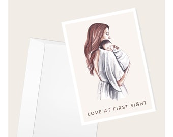 Mother's Day Card, Mother and Child Art, Made in Montana - Etsy