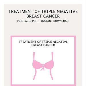 Może przedstawiać: Różowa grafika biustonosza z kokardką w środku. Grafika jest otoczona różową ramką, a tekst "TREATMENT OF TRIPLE NEGATIVE BREAST CANCER" znajduje się nad i pod grafiką. Tekst "6 PAGES" znajduje się pod grafiką.