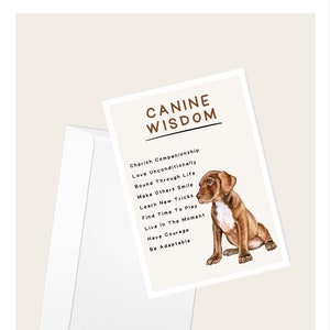 Carte de voeux « Sagesse canine » pour chien | carte inspirée | Encouragements | Anniversaire | Amoureux des chiens | Amoureux des animaux de compagnie | Anniversaire | Carte de correspondance vierge
