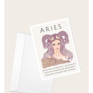 Bélier « aime avec authenticité et honnêteté, agit avec passion et spontanéité, dirige avec optimisme et courage » Carte de vœux | Zodiaque