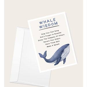 Wal “Wal Wisdom” Grußkarte | Tierliebhaber | Ozean | Leben im Meer | Inspirierende Karte | Geburtstag | Elegante Blanko Natur Grußkarte