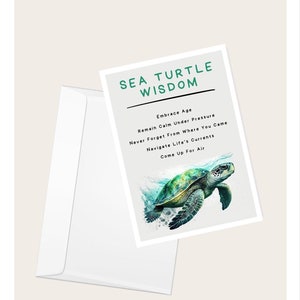 Wenskaart zeeschildpad "zeeschildpad wijsheid" | Inspirerende kaart | Dierenliefhebber | Zeeleven | Verjaardag | Elegante blanco natuurkaart