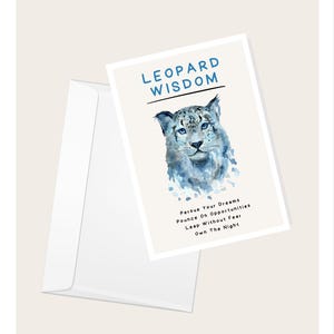 Karta z pozdrowieniami Leopard Wisdom | Miłośnicy zwierząt | Natura | Elegancka pusta kartka z notatkami