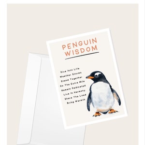 Wenskaart voor de wijsheid van de pinguïn | Dierenliefhebbers | Natuur | Elegante blanco notitiekaart
