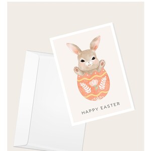 Coniglietto in un uovo di Pasqua "Buona Pasqua" Biglietto di auguri / Primavera / Coniglio / Animali e natura / Elegante biglietto vuoto