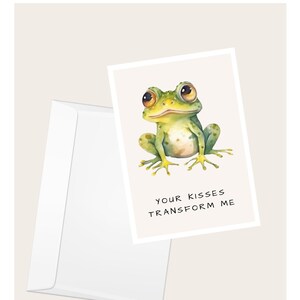 Crapaud grenouille « Vos baisers me transforment » Carte de vœux | Saint-Valentin | Anniversaire | Amour et romance | Animaux | Carte de correspondance vierge élégante