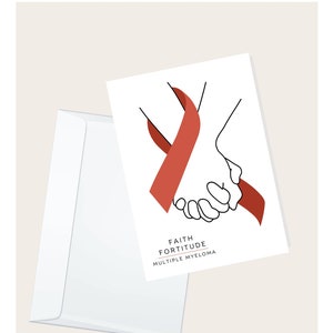 Cartão de felicitações “Faith Fortitude Multiple Myeloma” da fita Burgundy Multiple Myeloma | Cancer Support | Quimioterapia | Cartão de nota médica em branco