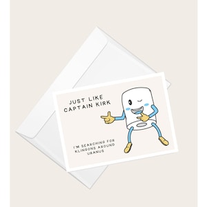 Papier toilette « Tout comme le capitaine Kirk, je cherche des Klingons autour d'Uranus » Carte de vœux | Carte humoristique | Carte de correspondance vierge élégante