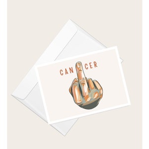 Middle Finger “F Cancer” Greeting Card | Breast Cancer | Oncology | Chemotherapy | Medical Card | Cancer Support | Elegant Blank Note Card