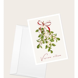 Cartão de felicitações “Viscum album” de visco | Cartão de Natal | Cartão de nota elegante em branco