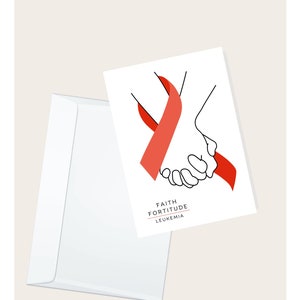 Ruban orange de leucémie « Faith Fortitude Leucémie » | Soutien contre le cancer | Chimiothérapie | Carte de correspondance vierge médicale