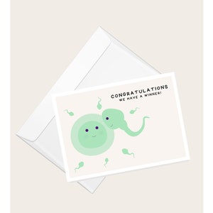 Sperma bevrucht een ei "Gefeliciteerd, we hebben een winnaar" Wenskaart | Zwangerschapsaankondiging | Babyshower | Lege notitiekaart