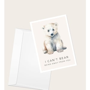 Biglietto d'auguri "Non sopporto di stare senza di te" con orsetto polare / San Valentino / Anniversario / Amore e romanticismo / Elegante biglietto vuoto