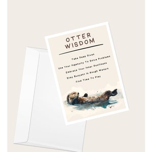 Carte de voeux « Otter Wisdom » | carte inspirée | Paroles de sagesse | Amoureux des animaux | Anniversaire | Carte de correspondance nature vierge élégante