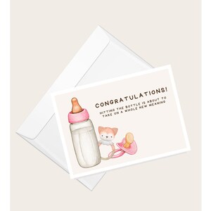 "Glückwunschkarte ""Glückwunsch"" Grußkarte mit Rassel in Pink | Schwangerschaft | Babyparty | Baby Geburt | Elegante Blanko-Notizkarte