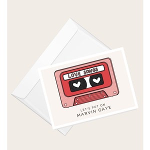 Biglietto d'auguri con musicassetta "Mettiamo su Marvin Gaye" / San Valentino / Anniversario / Amore e romanticismo / Musica / Elegante biglietto vuoto