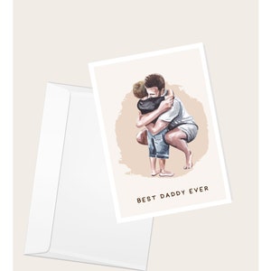 Cartão de felicitações “Melhor pai de todos os tempos” do homem com o filho | Dia dos pais | Aniversário | Cartão de notas elegante em branco
