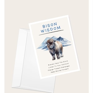 Karta z pozdrowieniami Bison Wisdom | Miłośnicy zwierząt | Natura | Elegancka pusta kartka z notatkami