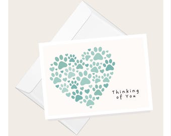Paws In Heart Pet Sympathy Card