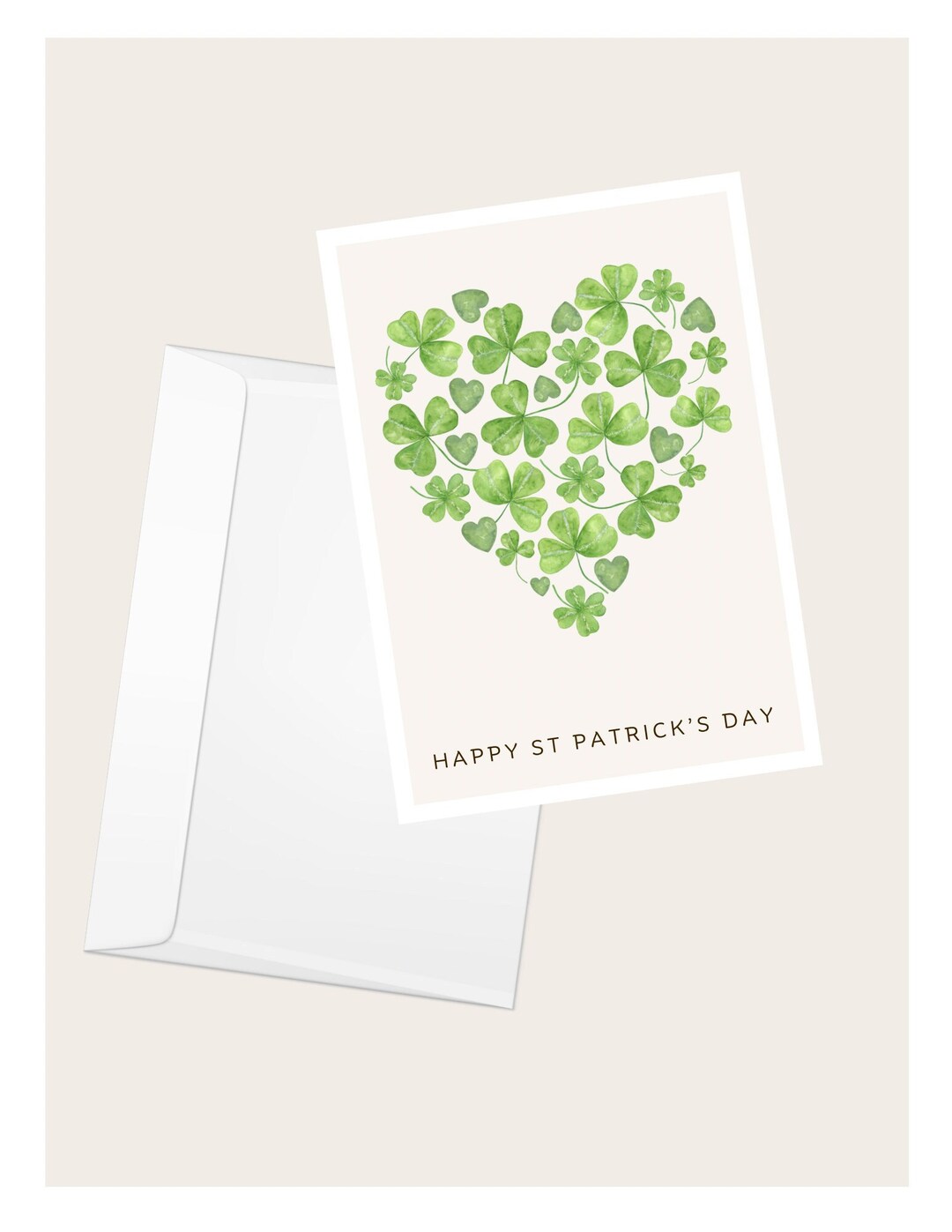 Green Shamrock Heart happy St Patricks Day Greeting Card Irish Luck ...