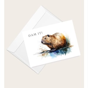 Castor « Au barrage ! de voeux | Guérir bientôt | Sympathie | Je pense à vous | Animaux | Carte de correspondance vierge