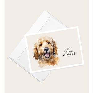 Doodle « Love Laugh Wiggle » Carte de vœux | d'amoureux des animaux de compagnie | d'amoureux des chiens | Carte de correspondance vierge
