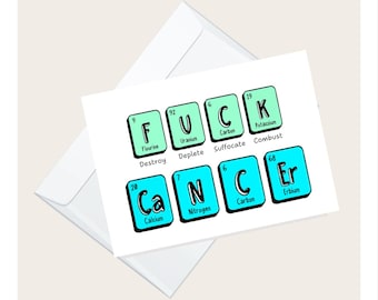 F CANCER Science-Themed Cancer Encouragement Card