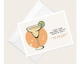 Margarita “Take Your Birthday With a Grain of Salt” Greeting Card