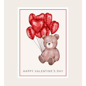 Stuffed Teddy Bear Heart Balloon Bouquet happy Valentines Day Greeting ...