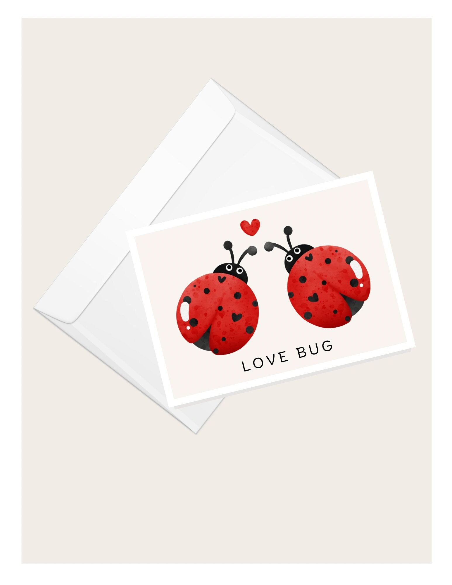 Red Beetles “love Bug” Greeting Card - Etsy