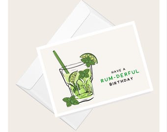 Mojito Cocktail “Have a Rum-derful Birthday” Greeting Card