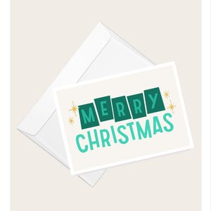 Rétro carte de voeux « Joyeux Noël » | Carte de correspondance vierge élégante