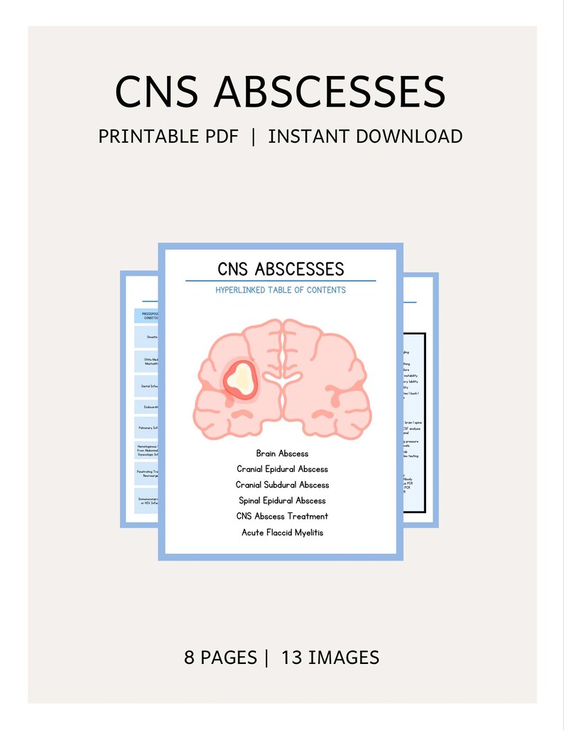 CNS Abscesses Informational Guide - Etsy