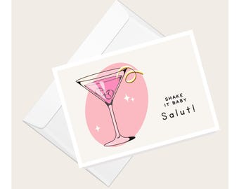 Cosmopolitan Cocktail “Shake It Baby” Greeting Card
