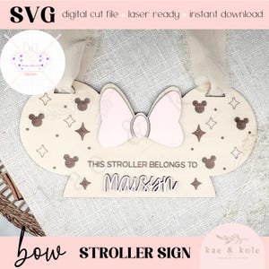 Mouse Bow Stroller Sign SVG | Laser Cut File, Baby Decor (Digital Download)