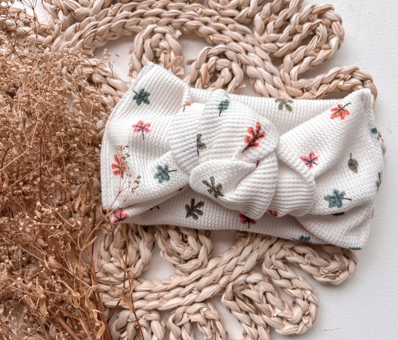 Fall Leaves Knotted Headband Baby Bow Floral image 1