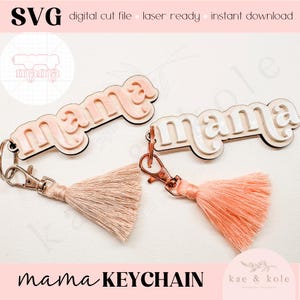 Archivo de llavero de mamá SVG / Archivo de corte láser XTool / Archivo XCS de madera / Archivo Xtool de acrílico / Regalo para el día de la madre hecho a mano / Descarga digital de llavero de mamá