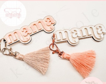 SVG Mama Keychain File | XTool Laser Cut File | Wood XCS | Acrylic Xtool File | Handmade Mothers Day Gift | Mom Keychain Digital Download
