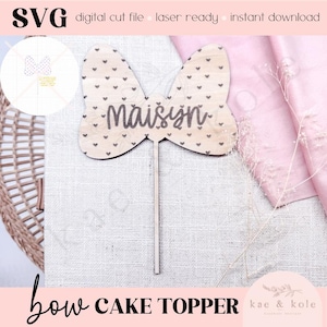 SVG Bow Cake Topper File | XTool Laser Cut File | Wood XCS | Kids Xtool | Handmade Birthday Gift | Party Decor Digital Download | Mouse Cake