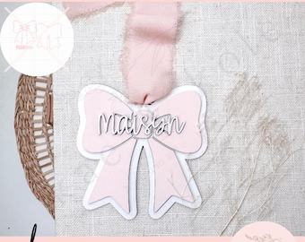 Name Tag Bow SVG – Laser-Cut Keychain or Basket Tag for Kids Back to School