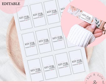 Key Fob Wristlet Tags | Small Business Instant Digital Download | Keychain Printable Labels | Cardstock DIY Tag Wrap | Custom Canva Template