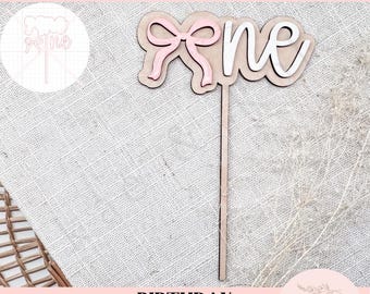 Coquette Bow-tårtdekoration SVG – Laserskuren trädesign för första födelsedagsdekoration