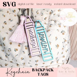 SVG Backpack Tag Keychain File | XTool Laser Cut File | Wood XCS | Kids Xtool | Handmade Back to School Gift | Keychain Digital Download