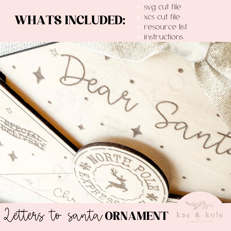 Letters to Santa Ornament SVG - Laser Cut File With Pocket for ...