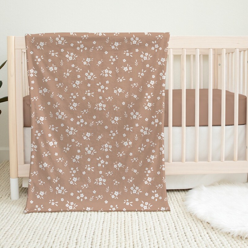 Vintage Earthy Floral Personalized Minky Blanket main image 1